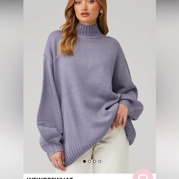 NWT WE WORE WHAT OVERSIZED MOCK NECK SWEATER. In a greyish blue purple color - Picture 4 of 8